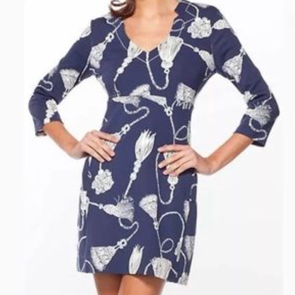 Lilly Pulitzer Dresses & Skirts - Lilly Pulitzer Tassel Print Dress blue White M/L